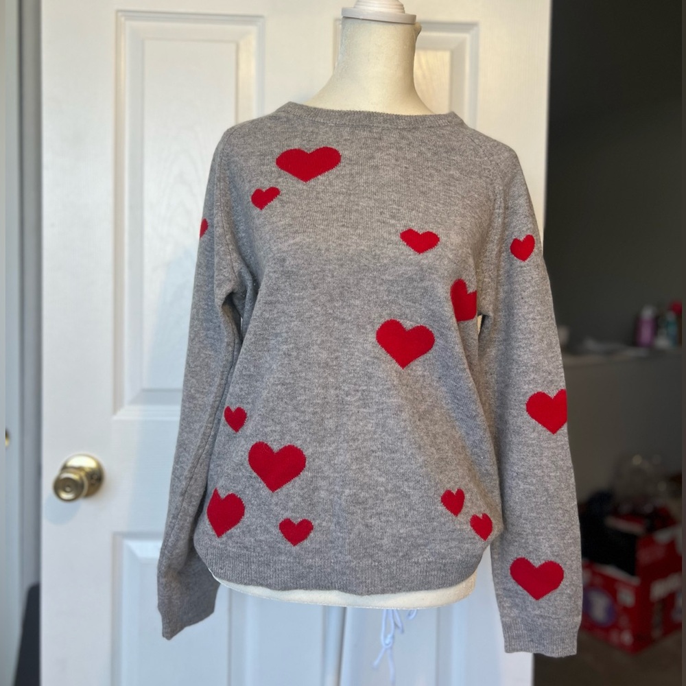 Philosophy Cashmere Sweater with Red Hearts